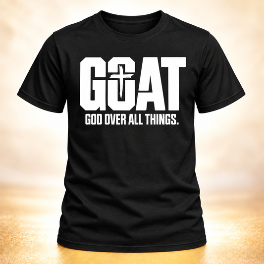 GOAT God Over All Things black T-shirt