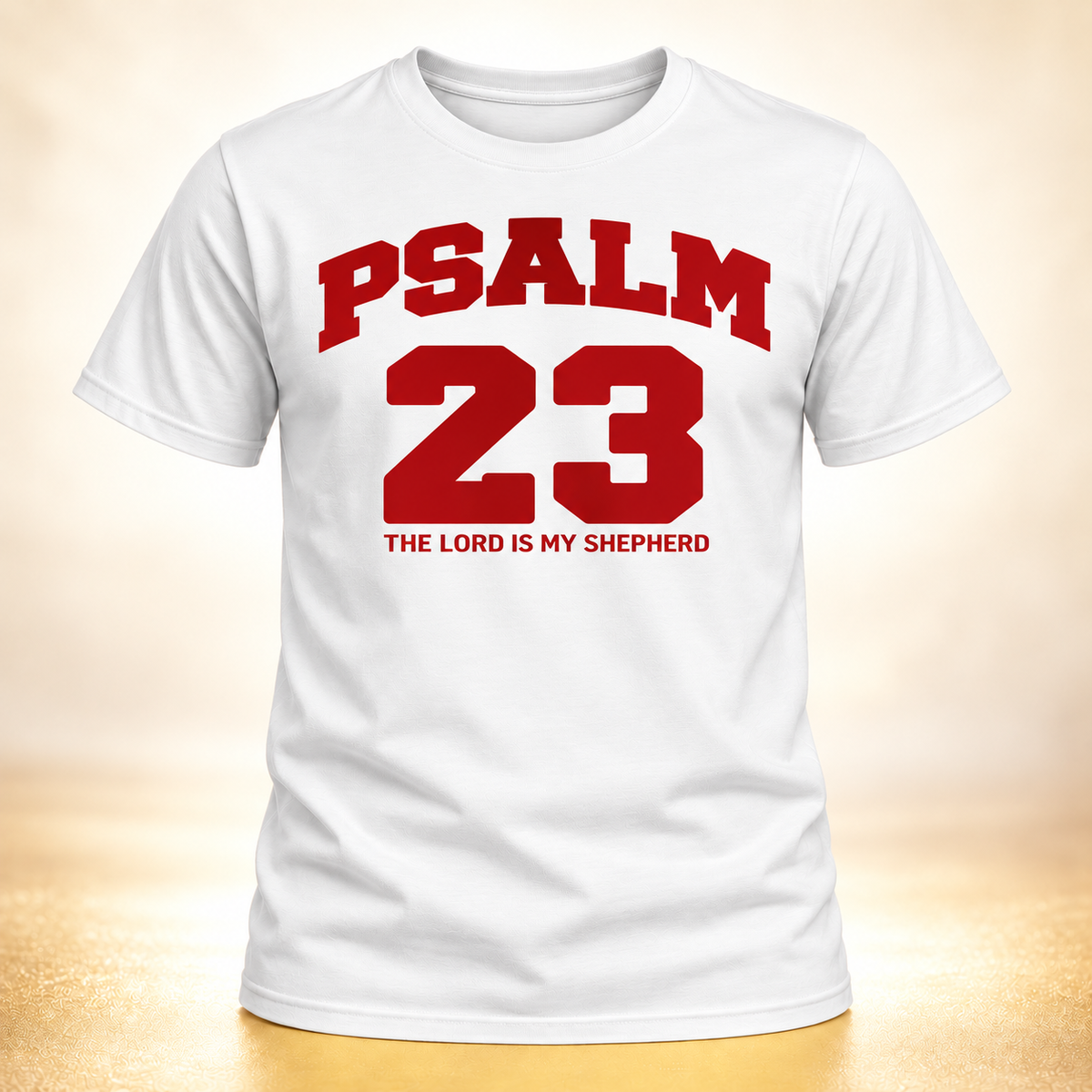 Psalm 23 white T-shirt with red design